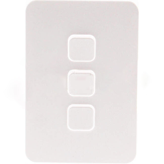 Clipsal 3 Gang ICONIC Vertical Internal Rocker Switch Cover Plate Vivid White