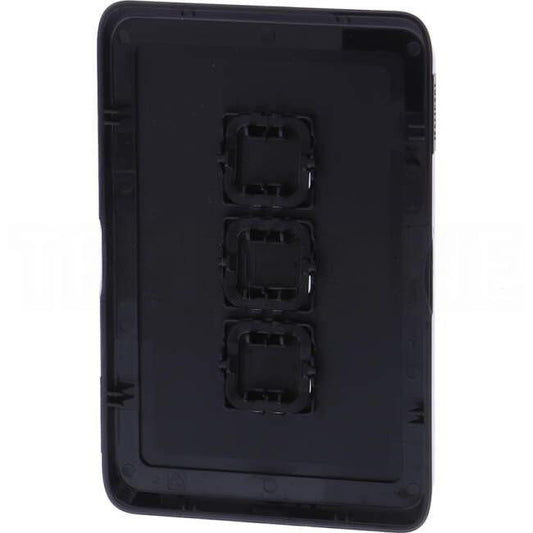 Clipsal 3 Gang ICONIC Vertical Internal Rocker Switch Cover Plate Black