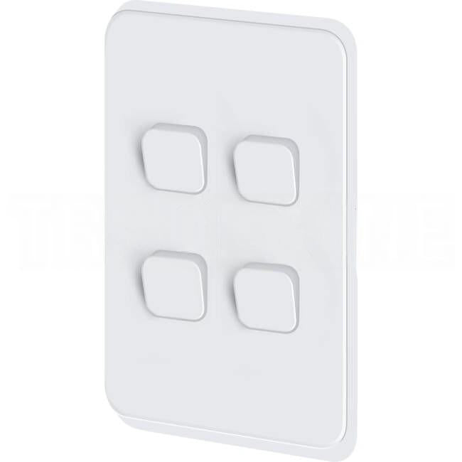 Clipsal 4 Gang ICONIC Vertical Internal Rocker Switch Cover Plate Cool Grey