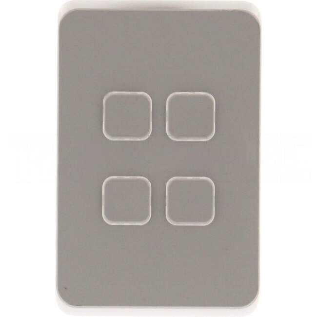 Clipsal 4 Gang ICONIC Vertical Internal Rocker Switch Cover Plate Cool Grey