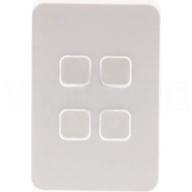 Clipsal 4 Gang ICONIC Vertical Internal Rocker Switch Cover Plate Vivid White