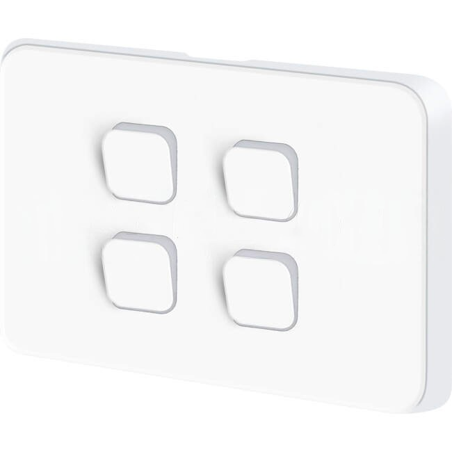 Clipsal 10 Amp 4 Gang ICONIC Horizontal Internal Rocker Switch Vivid White