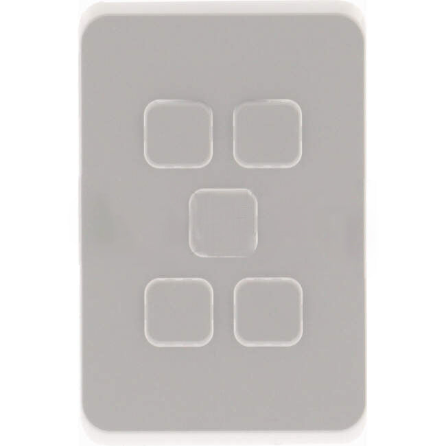 Clipsal 5 Gang ICONIC Vertical Internal Rocker Switch Cover Plate Cool Grey