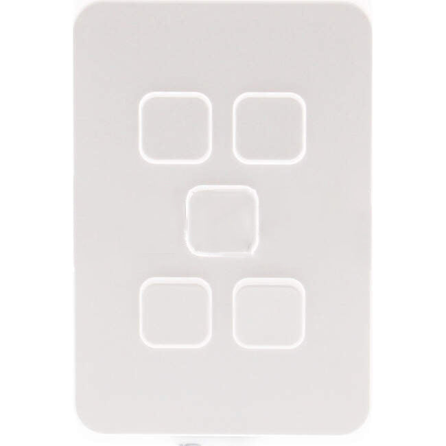 Clipsal  5 Gang ICONIC Vertical Internal Rocker Switch Cover Plate Vivid White