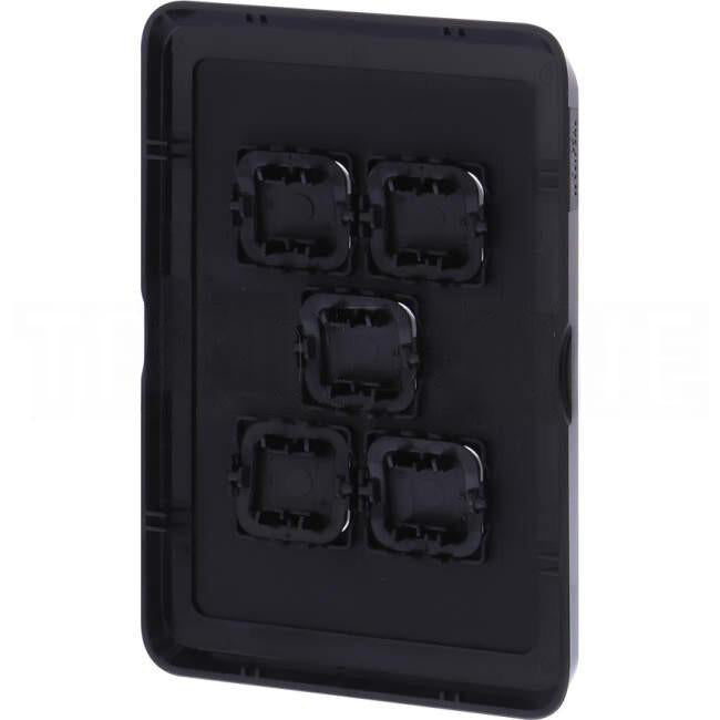 Clipsal  5 Gang ICONIC Vertical Internal Rocker Switch Cover Plate Black