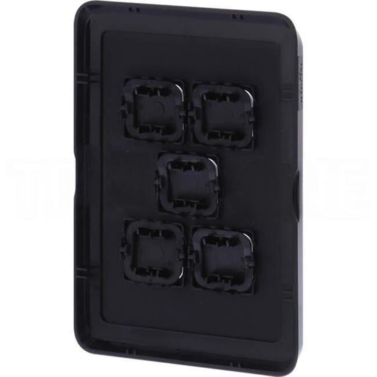 Clipsal  5 Gang ICONIC Vertical Internal Rocker Switch Cover Plate Black