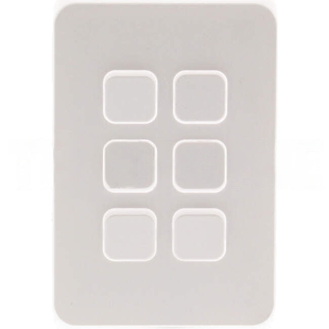 Clipsal 6 Gang ICONIC Vertical Internal Rocker Switch Cover Plate Vivid White