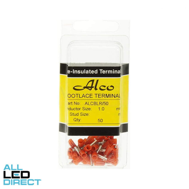 Wattmaster 1.0mm Bootlace Pin Terminal Red Pack of 50