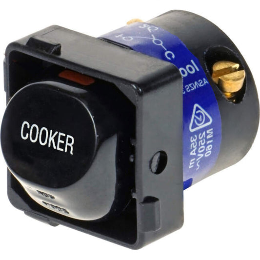 Clipsal 35 Amp 30 SERIES 2 Way Rocker Switch Mech Black Engraved With 'COOKER'