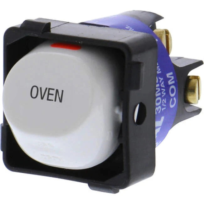 Clipsal 35 Amp 30 SERIES 2 Way Rocker Switch Mech White Engraved With 'OVEN'