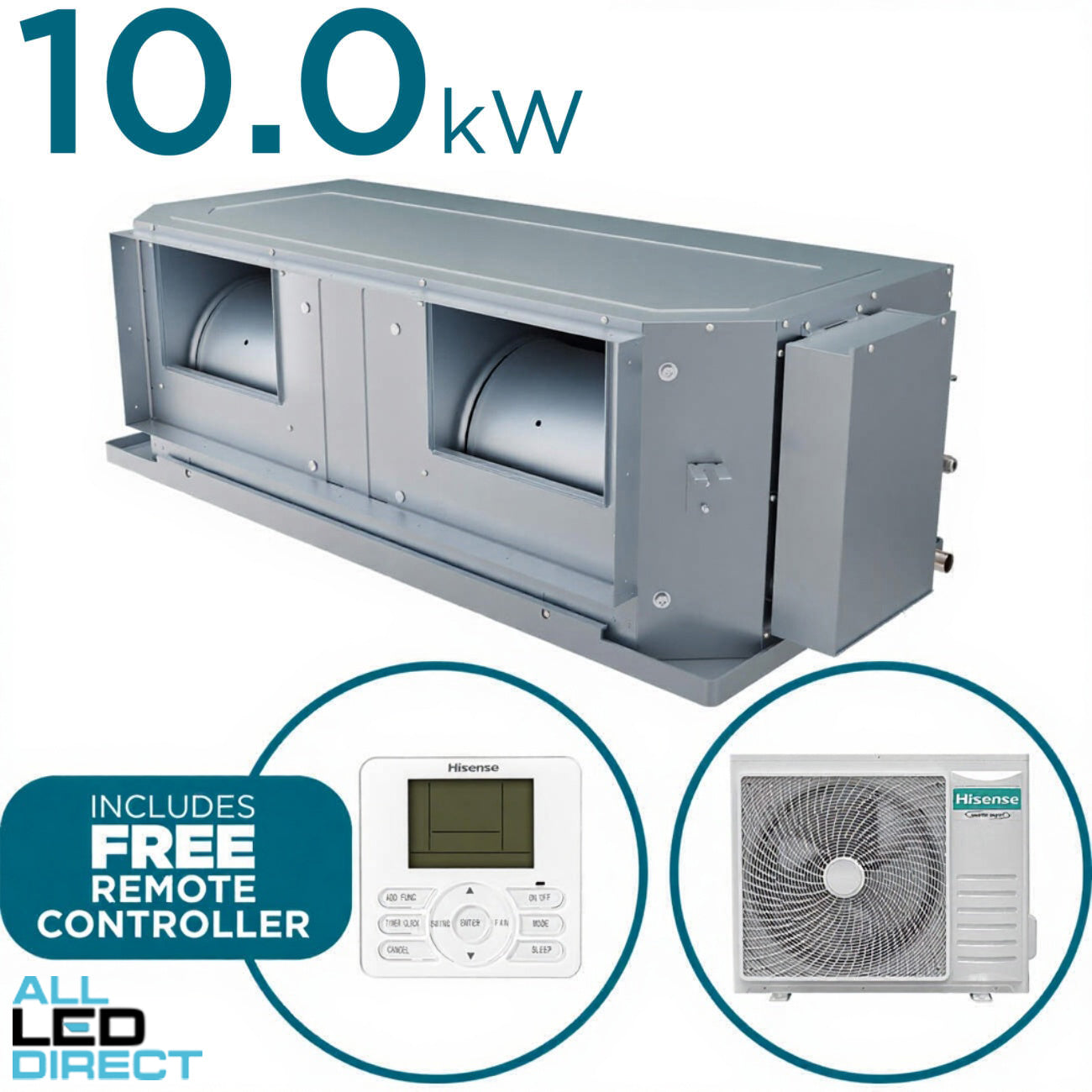 Hisense 10.0kW Cool 11.0kW Heat AIR Q COMPACT With Hi-Nano High Static Ducted Indoor/Outdoor Compact Air Conditioning Unit