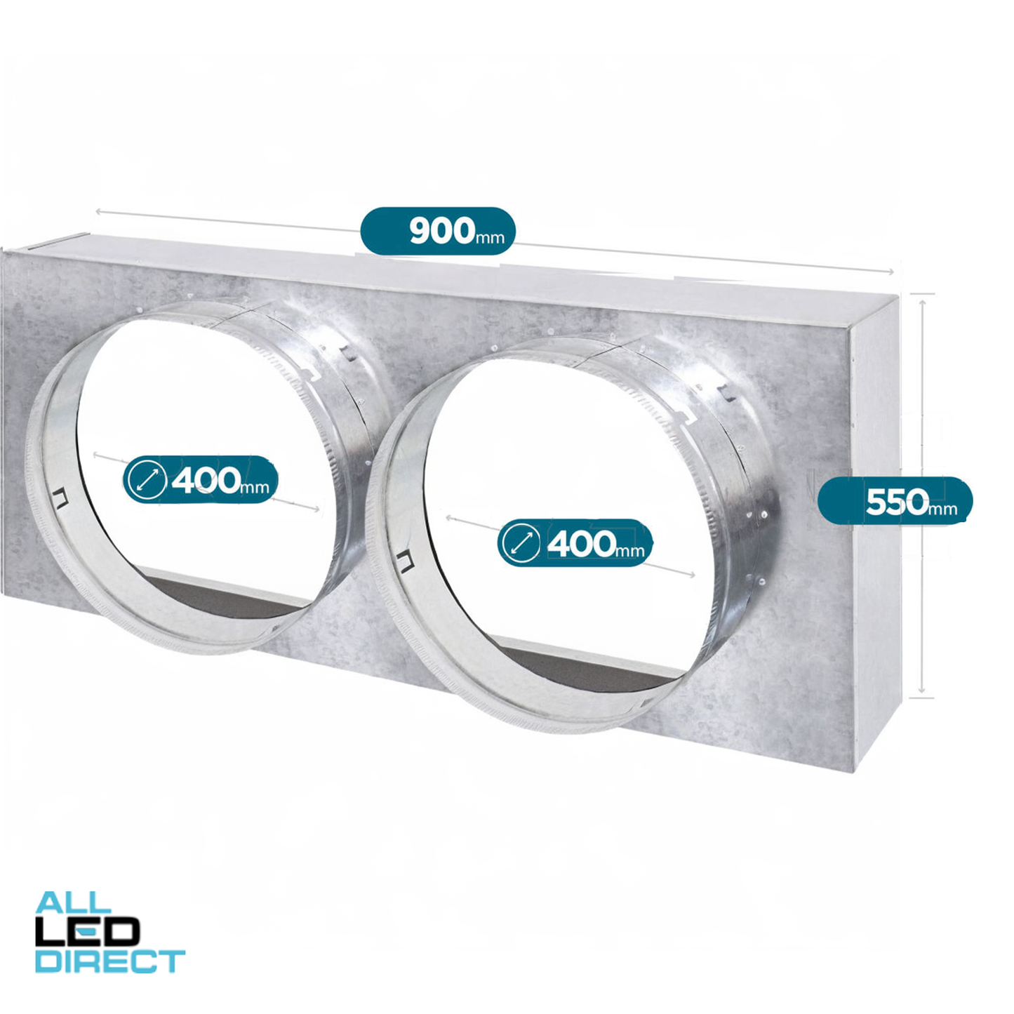 Powerwave Air 900mm x 400mm Return Air Insulated Box with 2 x 400mm Spigot