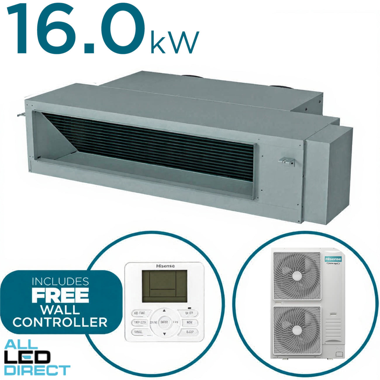 Hisense 16.0kW Cool 18.0kW Heat AIR Q PREMIUM High Static Splitable IDU with Hi-Nano Ducted Indoor/Outdoor Air Conditioning Unit