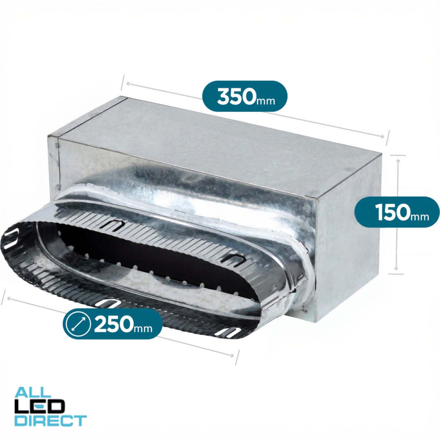 Powerwave 350mm x 150mm Metal Uni Boot with 250mm Spigot (10mm Internally Insulated)