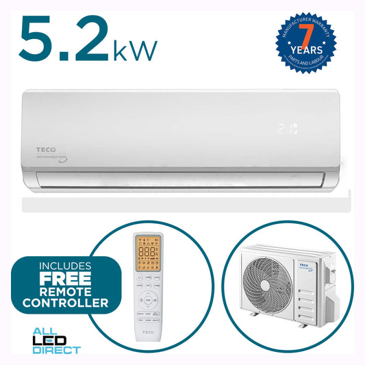 TECO 5.2kW Cool 5.2kW Heat Inverter Hi-Wall Indoor/Outdoor Air Conditioning Unit - WIFI Enabled