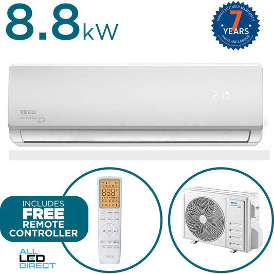 TECO 8.8kW Cool 8.8kW Heat Inverter Hi-Wall Indoor/Outdoor Air Conditioning Unit - WIFI Enabled