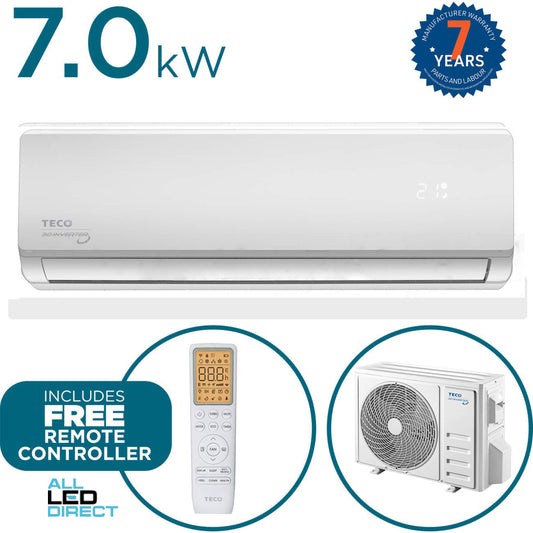 TECO 7.0kW Cool 7.0kW Heat Inverter Hi-Wall Indoor/Outdoor Air Conditioning Unit - WIFI Enabled