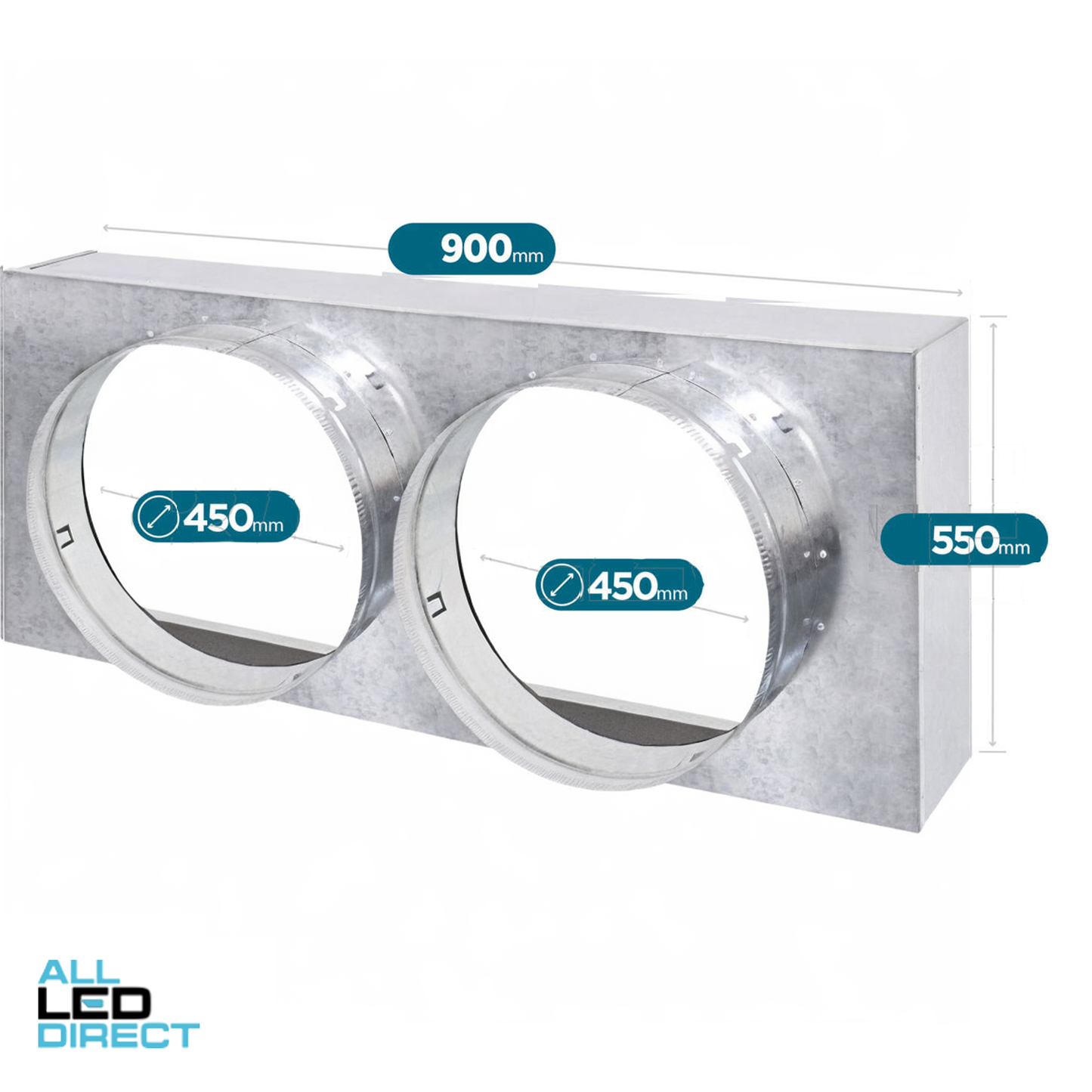 Powerwave Air 900mm x 550mm Return Air Insulated Box with 2 x 450mm Spigot