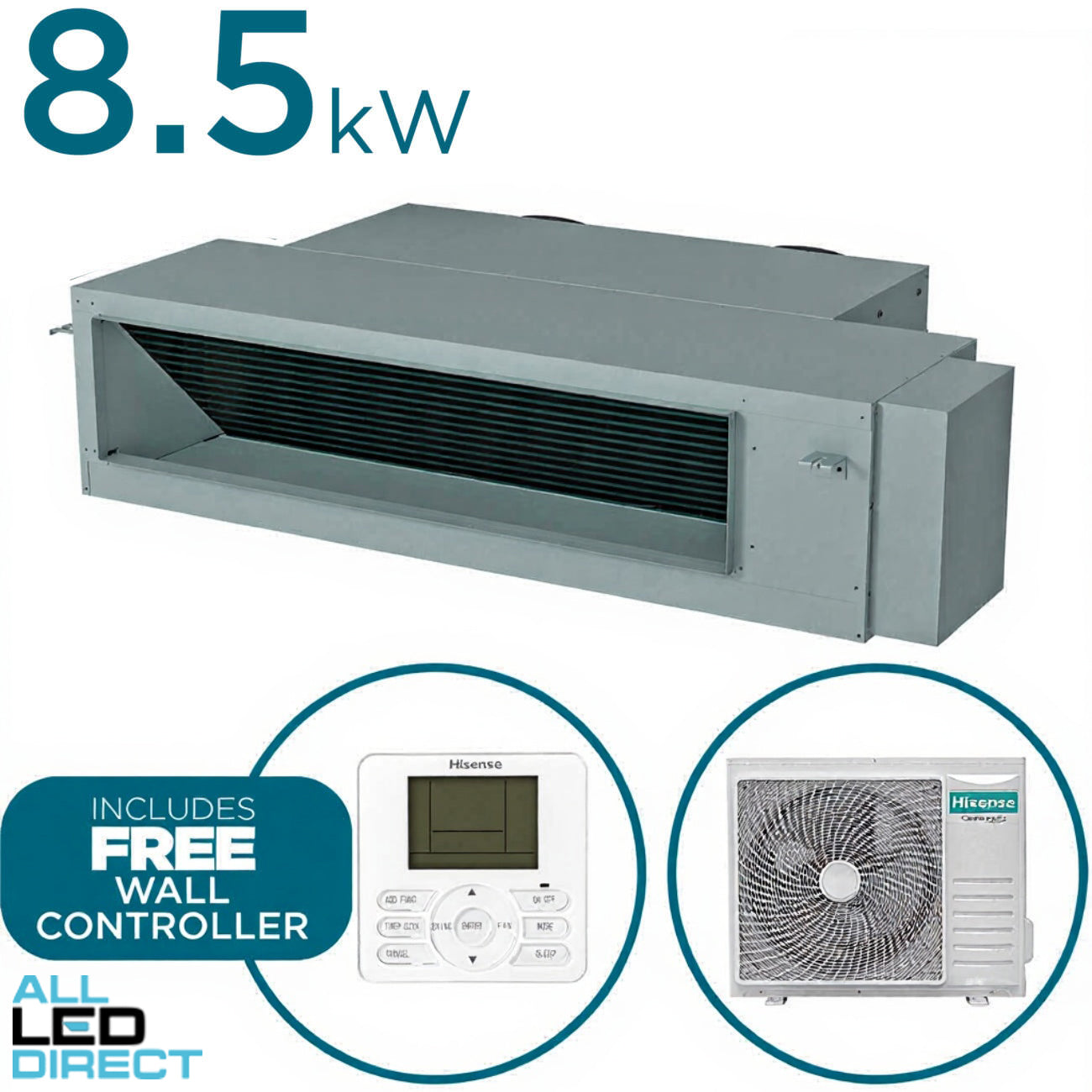 Hisense 8.5kW Cool 10.0kW Heat AIR Q PREMIUM High Static Splitable IDU with Hi-Nano Ducted Indoor/Outdoor Air Conditioning Unit