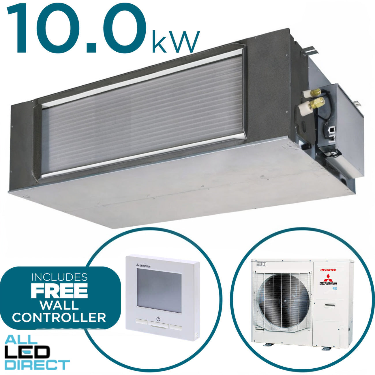 Mitsubishi 10.0kW Cool 10.0kW Heat High Static Single Phase Ducted Indoor/Outdoor Air Conditioning Unit