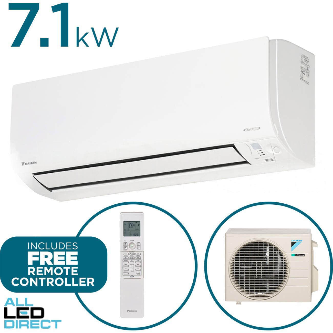 Daikin 7.1kW Cool 8.0kW Heat CORA Inverter Hi-Wall Indoor/Outdoor Air Conditioning Unit