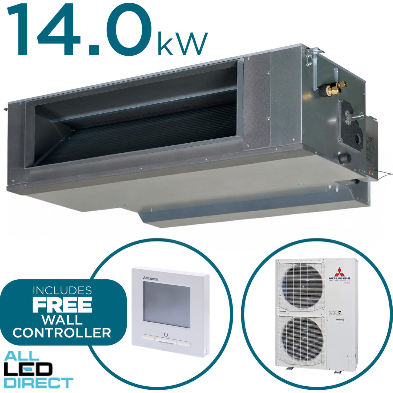 Samsung 14.0kW Cool 16.5kW Heat High Static Single Phase Ducted Indoor/Outdoor Air Conditioning Unit