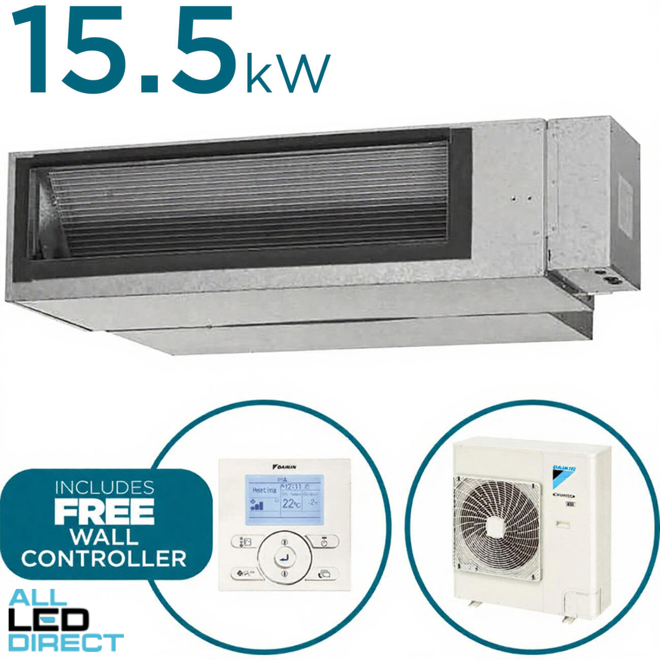 Samsung 15.5kW Cool 18.0kW Heat High Static Single Phase Ducted Indoor/Outdoor Air Conditioning Unit