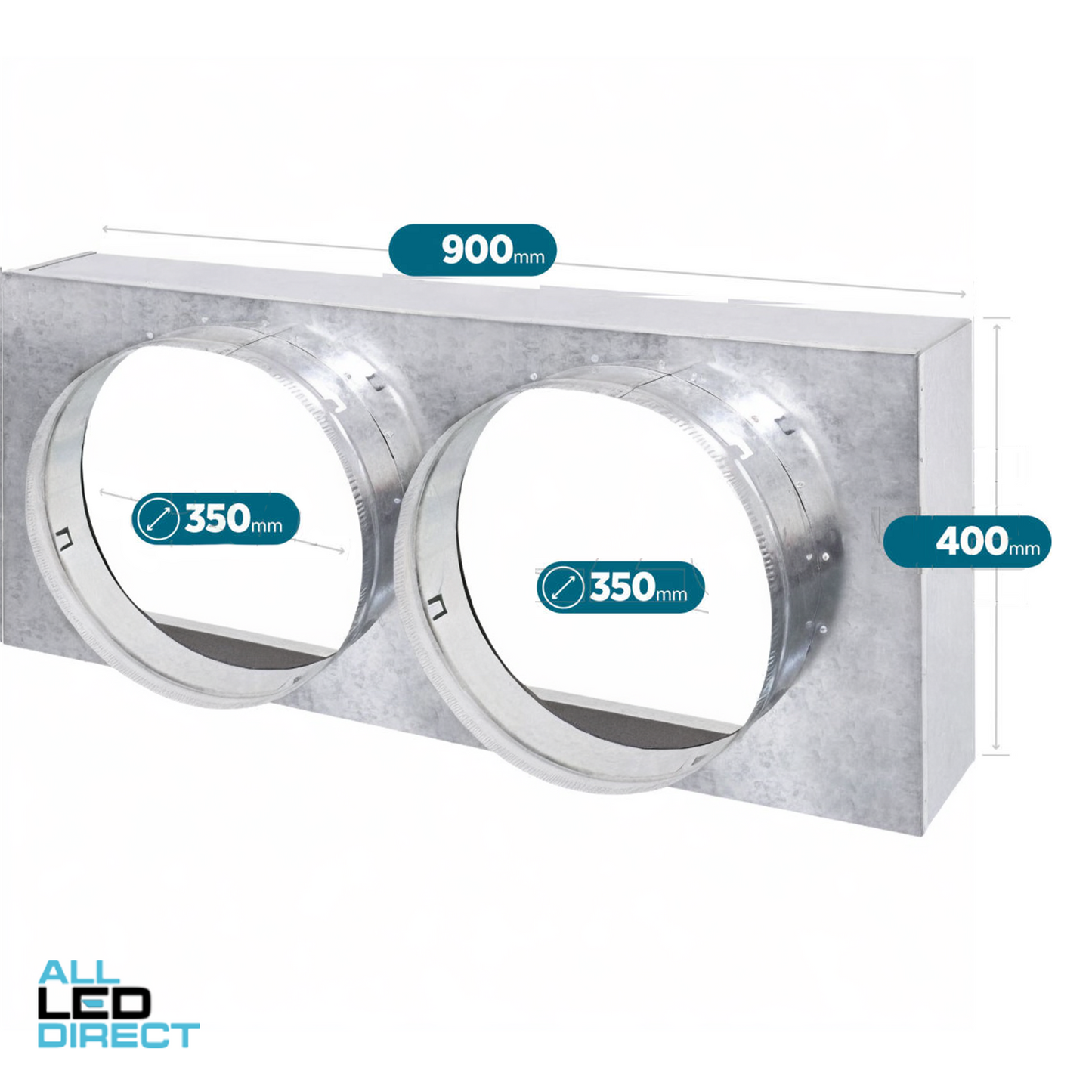 Powerwave Air 900mm x 400mm Return Air Insulated Box with 2 x 350mm Spigot