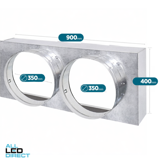 Powerwave Air 900mm x 400mm Return Air Insulated Box with 2 x 350mm Spigot