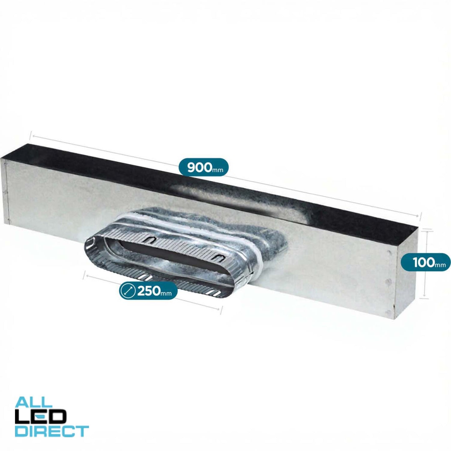 Powerwave 900mm x 100mm Metal Side Boot with 250mm Spigot (10mm Internally Insulated)