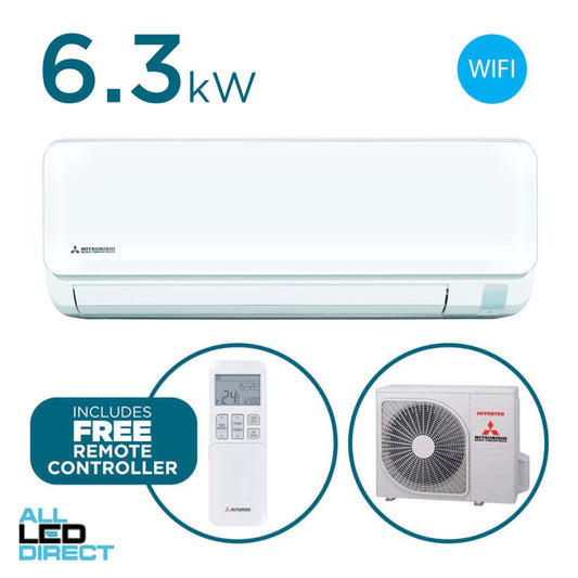 Mitsubishi 6.3kW Cool 7.1kW Heat Inverter CIARA Hi-Wall Indoor/Outdoor Air Conditioning Unit - WIFI Enabled