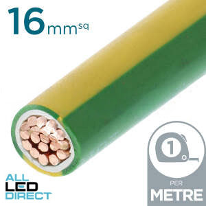 16mm Building Wire Cable Green & Yellow Per Metre