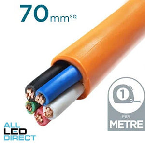 70mm 4 Core & Earth Orange Circular Cable Per Metre