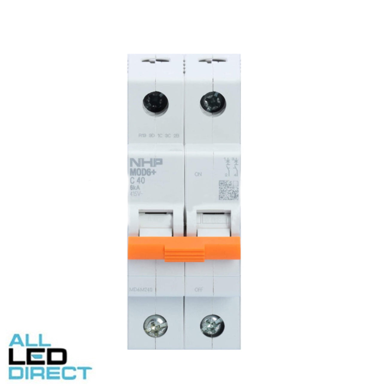 NHP 40 Amp MOD6+ Miniature Circuit Breaker MCB C Curve 2 Pole 6kA