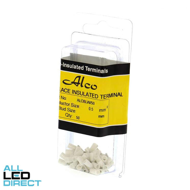 Wattmaster 0.5mm Bootlace Pin Terminal White Pack of 50