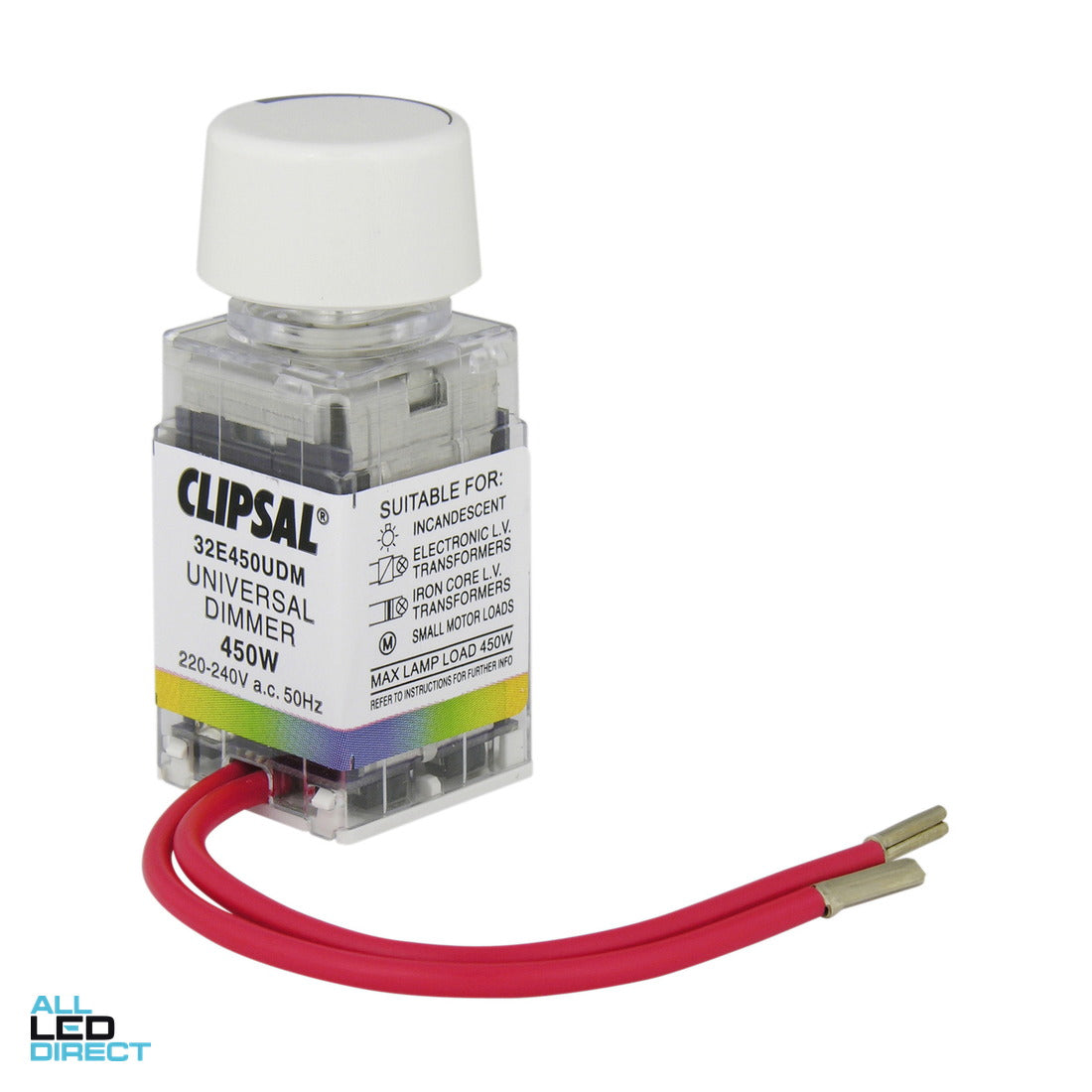Clipsal 450 Watt Universal Dimmer Mech White ALL LED Direct