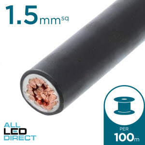 Electra 1.5mm Single Core Flexible Cable V90HT Black 100 Metre Drum