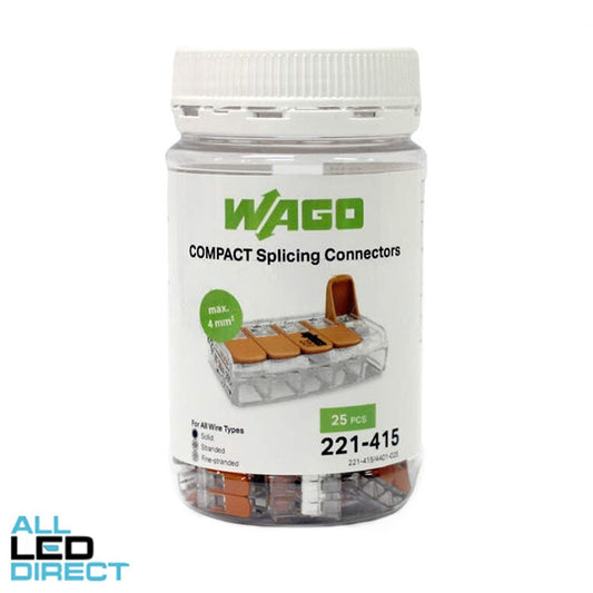 WAGO 4mm COMPACT Splicing Connector for 5 Conductors  Jar of 25