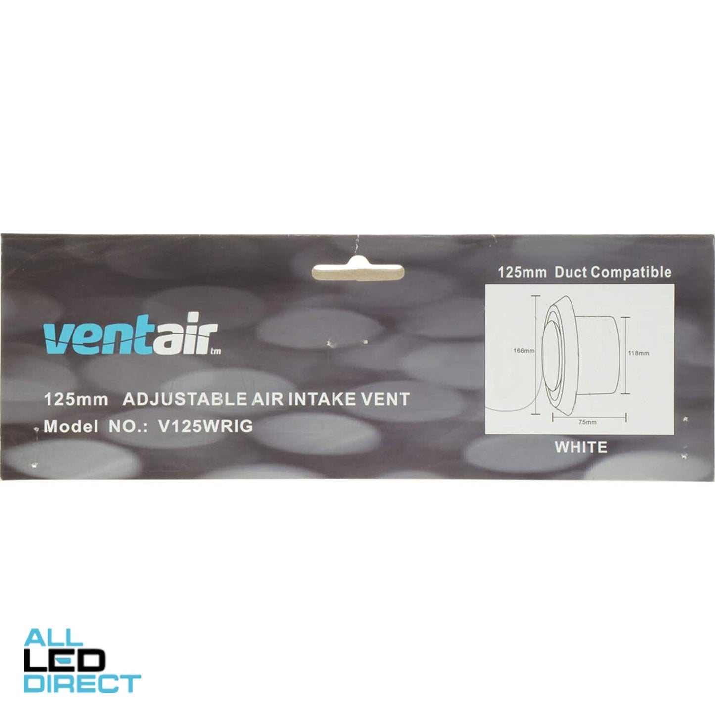 Ventair Ceiling Mounted Round Fixed Inlet or Outlet Grille White Suitable for 125mm Duct