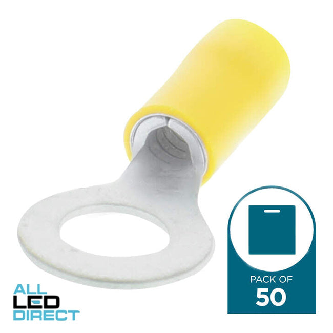 Wattmaster Stud Ring Terminal Suitable For 8mm Yellow Pack Of 50