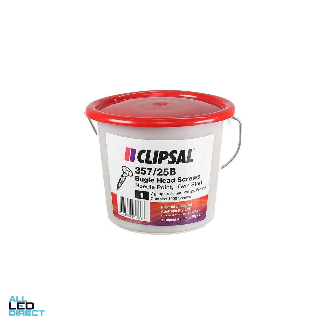 Clipsal 7 Gauge x 25mm Self Drill Bugle Head Screw 1000 Bucket ALL LED Direct