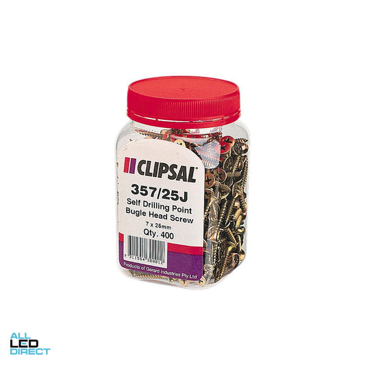 Clipsal 7 Gauge x 25mm Self Drill Bugle Head Screw 400 Jar