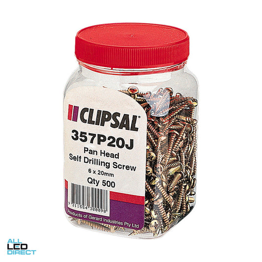 Clipsal 6 Gauge x 20mm Self Drill Pan Head Screw 500 Jar