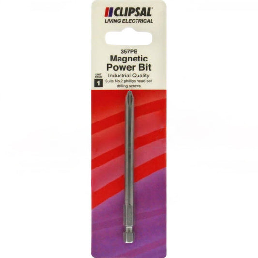 Clipsal Magnetic Power Bit Suitable For No.2 Phillips Head Self Drilling Screws