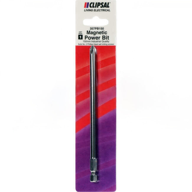 Clipsal 150mm Magnetic Power Drive Bit Long Gauge  Phillips N2