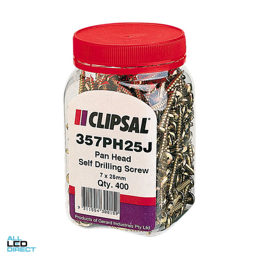Clipsal 7 Gauge x 25mm Self Drill Pan Head Screw 400 Jar