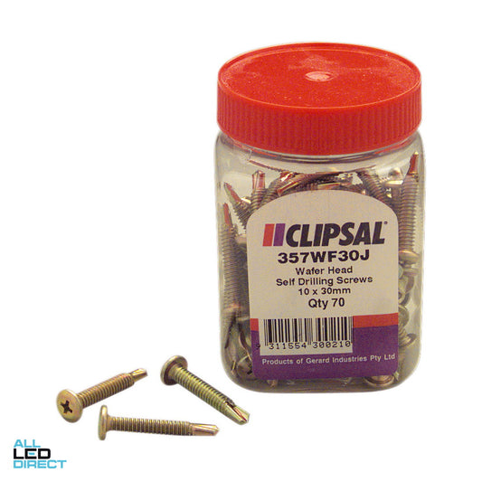 Clipsal 10 Gauge x 30mm Self Drill Wafer Head Screw 70 Jar