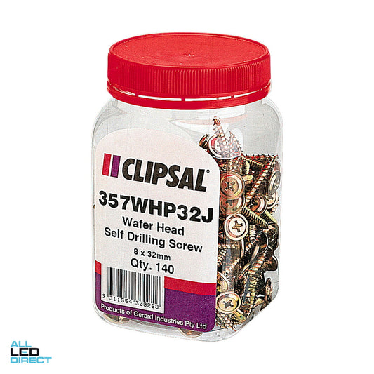Clipsal 8 Gauge x 32mm Self Drill Wafer Head Screw 140 Jar