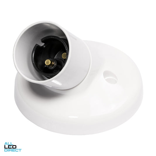HPM 2 Pin Adjustable Angle Weatherproof Bayonet Cap Batten Holder White ALL LED Direct