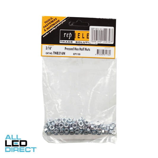 Repelec 3/16 Inch Hex Half Nuts Pack Of 100